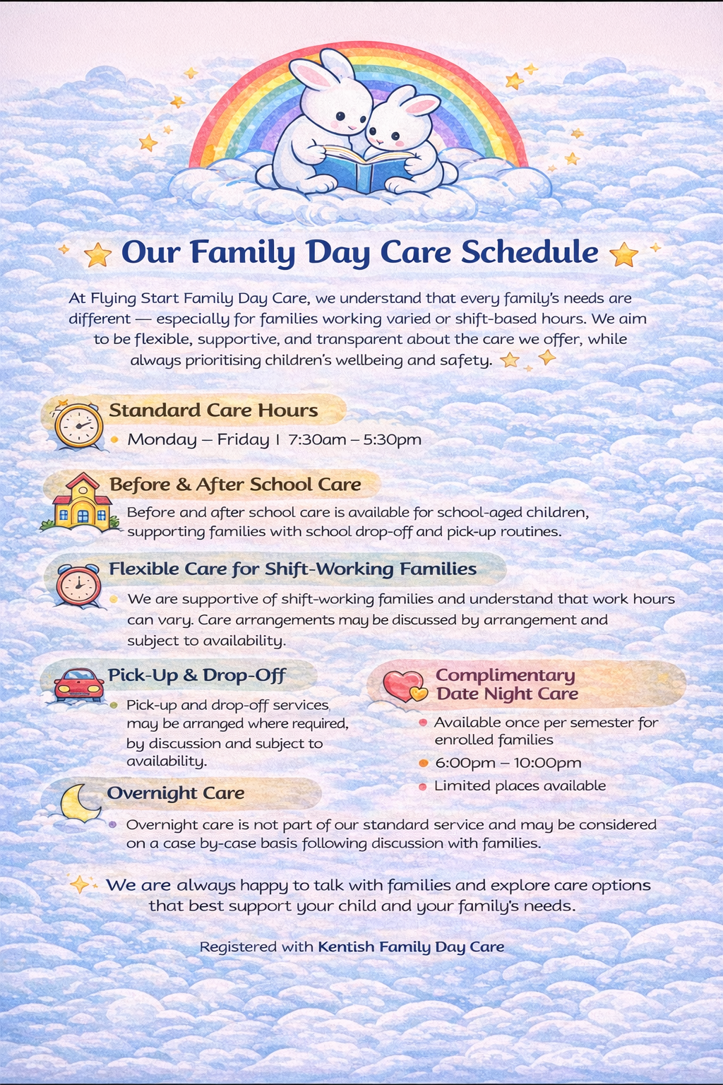 Flying Start Family Day Care Schedule